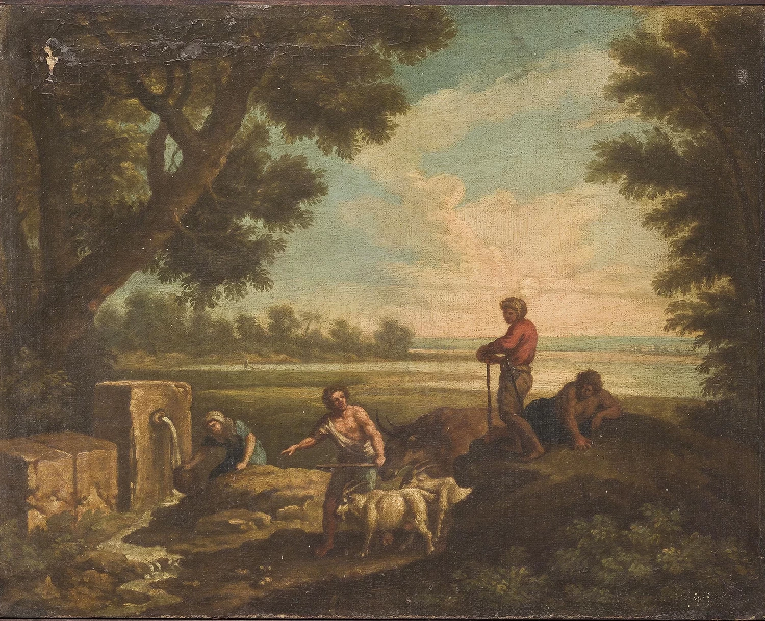 Pastori alla fonte - attribuito